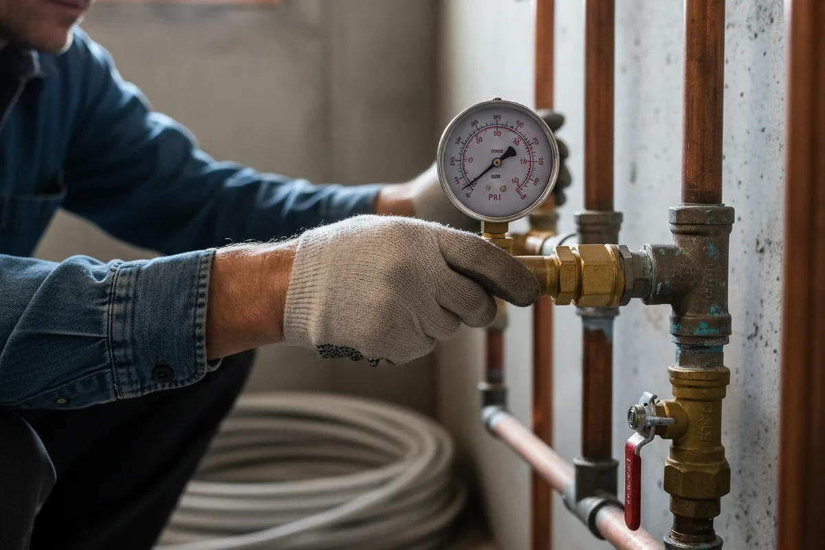 Pressure testing a repaired line during Water Line Repair in Steilacoom